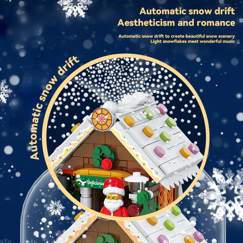 Christmas Building Block Music Box Home decoration with Automatic Snow LED for Boys Grils Christmas Gift - Image 5