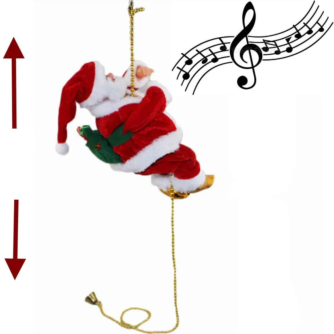 Christmas Decorations Funny Santa Claus Climbing The Rope with Music Up and Down - Image 5