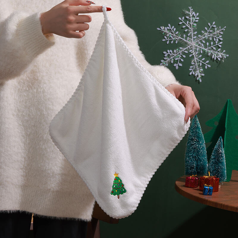 Christmas Hand Towels Gifts 2pcs Cotton Towel Embroidery Xmas Tree Snowman Holiday Gifts - Image 11
