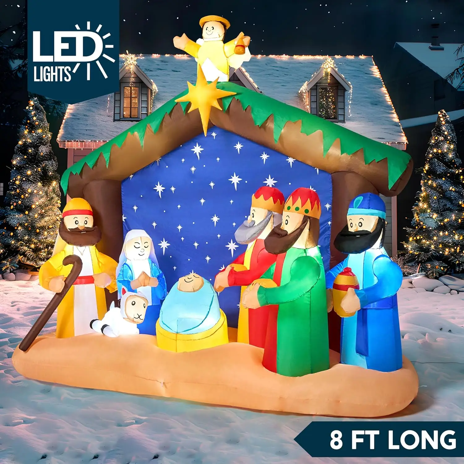 Christmas Inflatables Nativity Scene with Angels Light Inflatables Toys Set Outdoor Indoor Decoration - Image 4