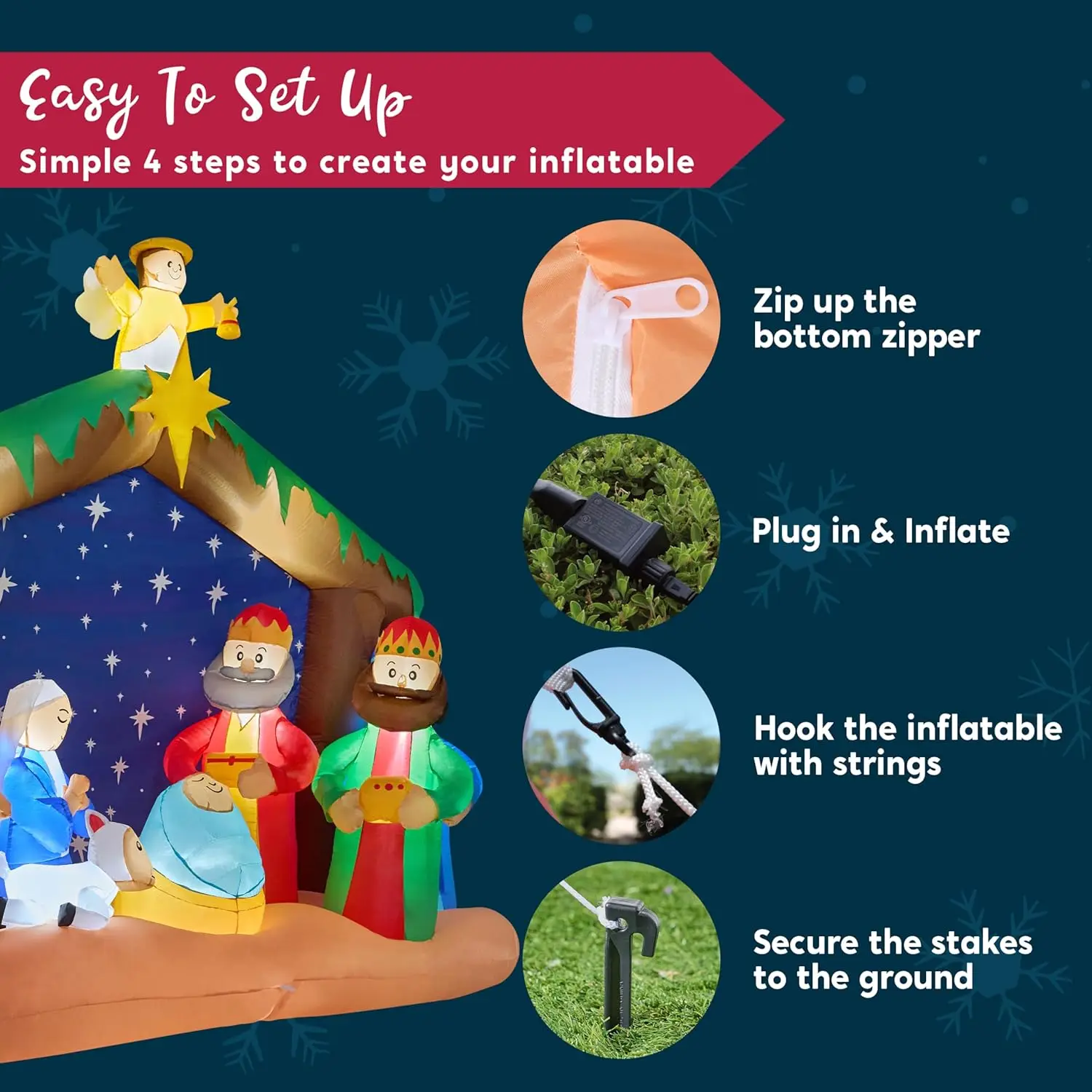 Christmas Inflatables Nativity Scene with Angels Light Inflatables Toys Set Outdoor Indoor Decoration - Image 5