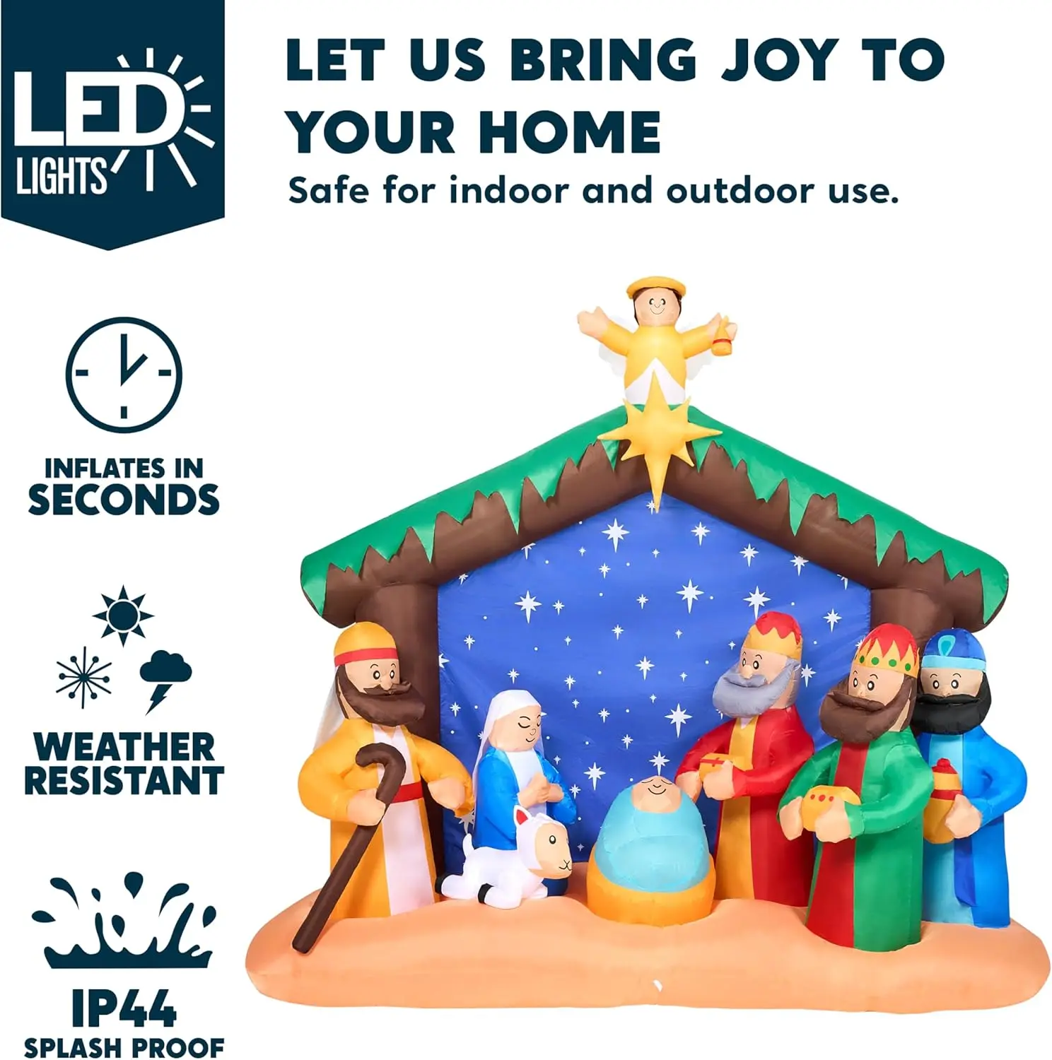 Christmas Inflatables Nativity Scene with Angels Light Inflatables Toys Set Outdoor Indoor Decoration - Image 6