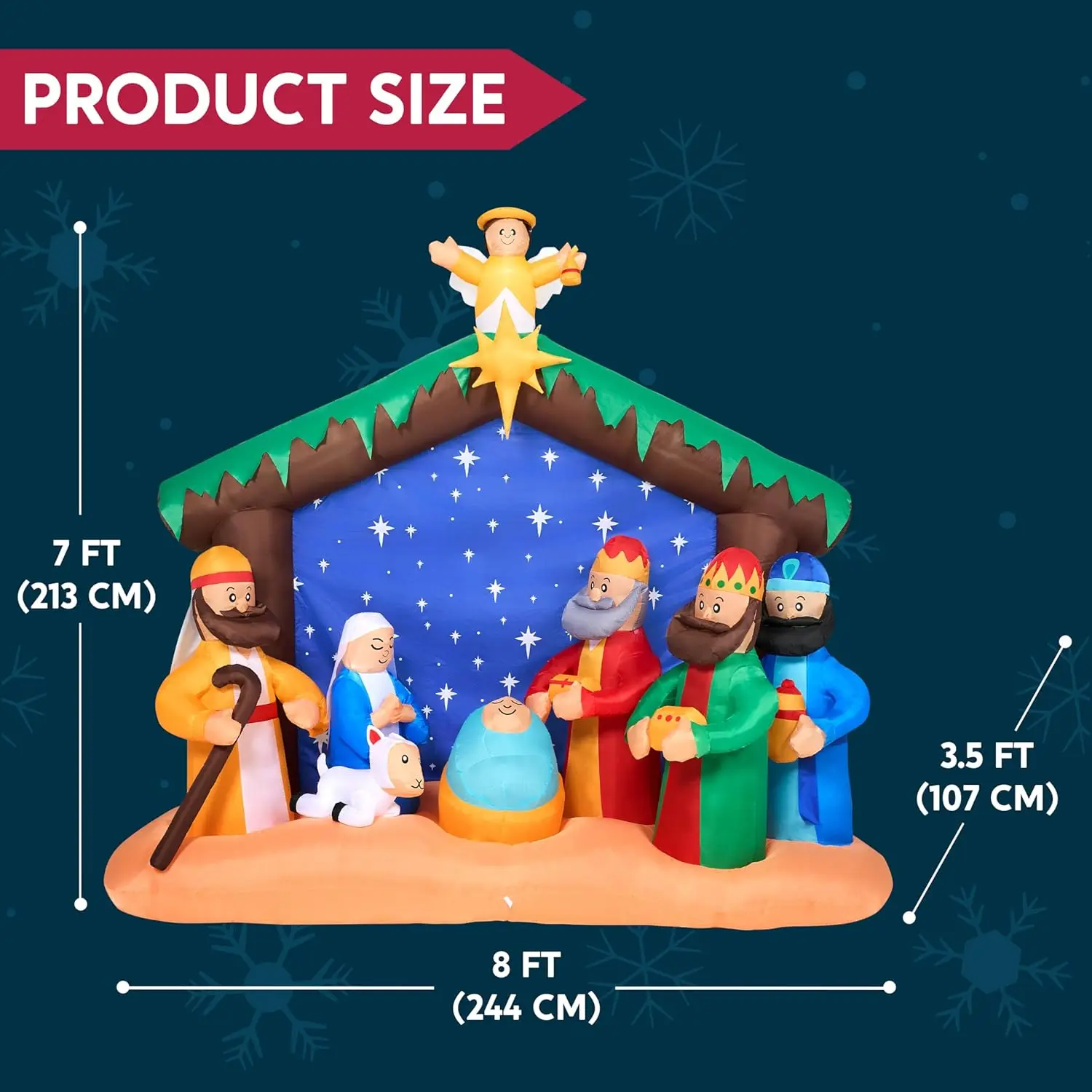 Christmas Inflatables Nativity Scene with Angels Light Inflatables Toys Set Outdoor Indoor Decoration - Image 7