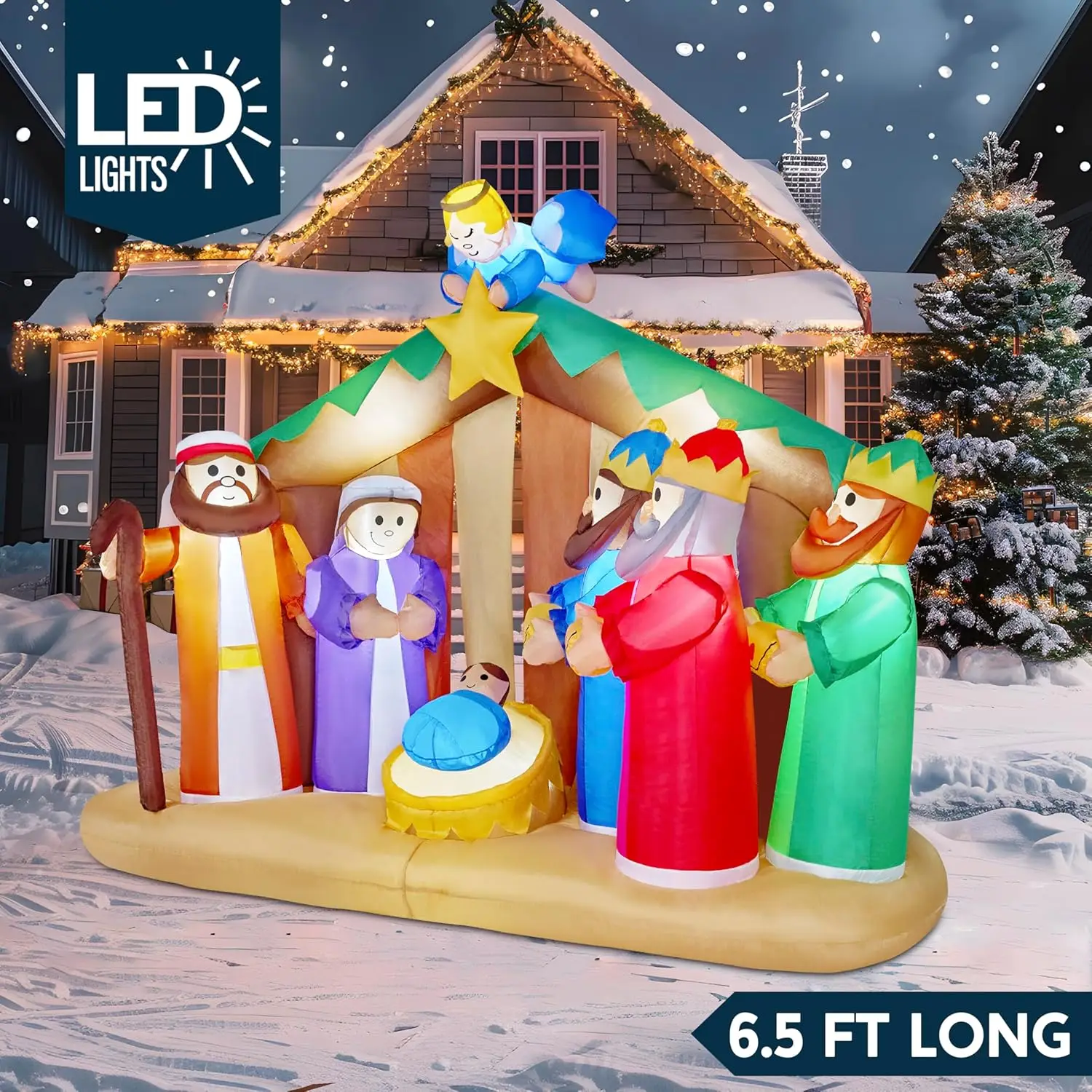 Christmas Inflatables Nativity Scene with Angels Light Inflatables Toys Set Outdoor Indoor Decoration - Image 8