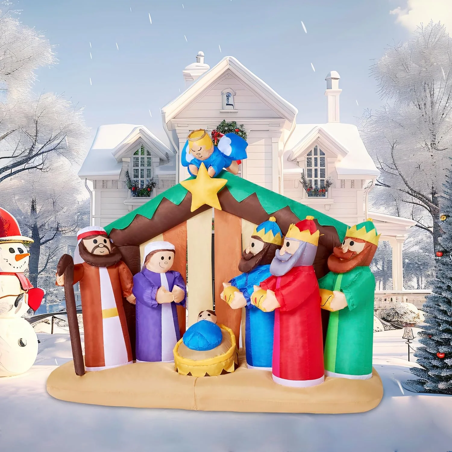 Christmas Inflatables Nativity Scene with Angels Light Inflatables Toys Set Outdoor Indoor Decoration - Image 9