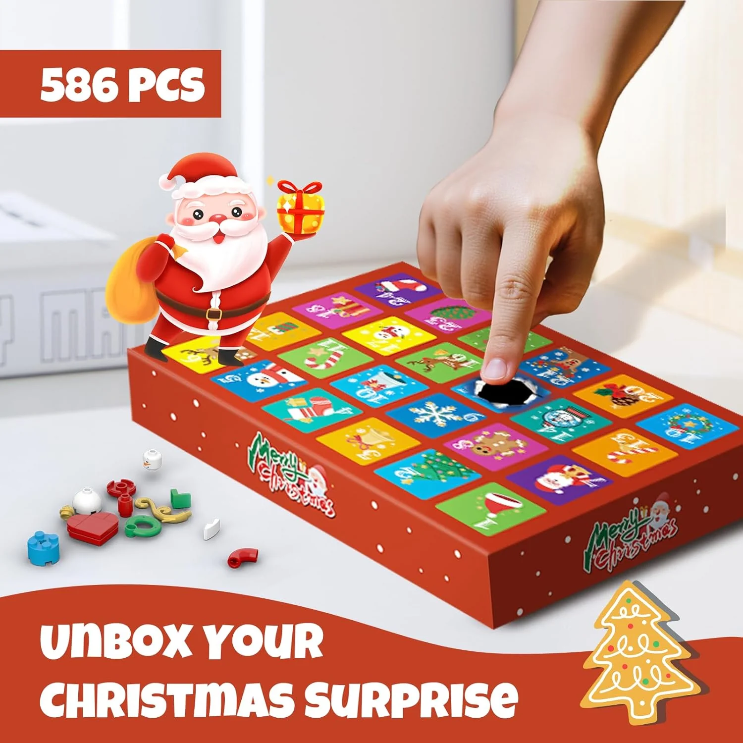 Advent Calendar 2025 Christmas Tree Building Block Set with Light Calendar Building Kit 24pcs Blind Box Creative Holiday Gifts - Image 5