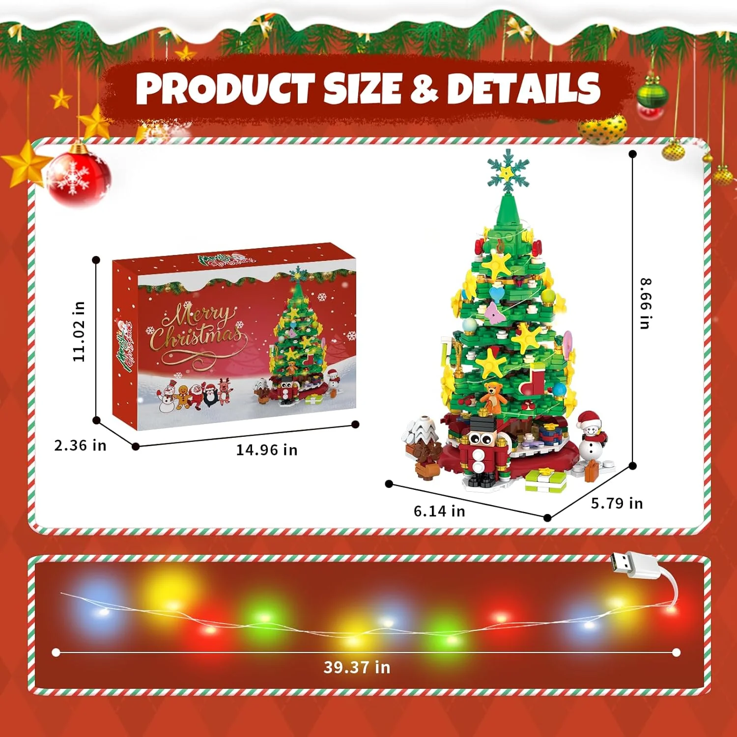 Advent Calendar 2025 Christmas Tree Building Block Set with Light Calendar Building Kit 24pcs Blind Box Creative Holiday Gifts - Image 7
