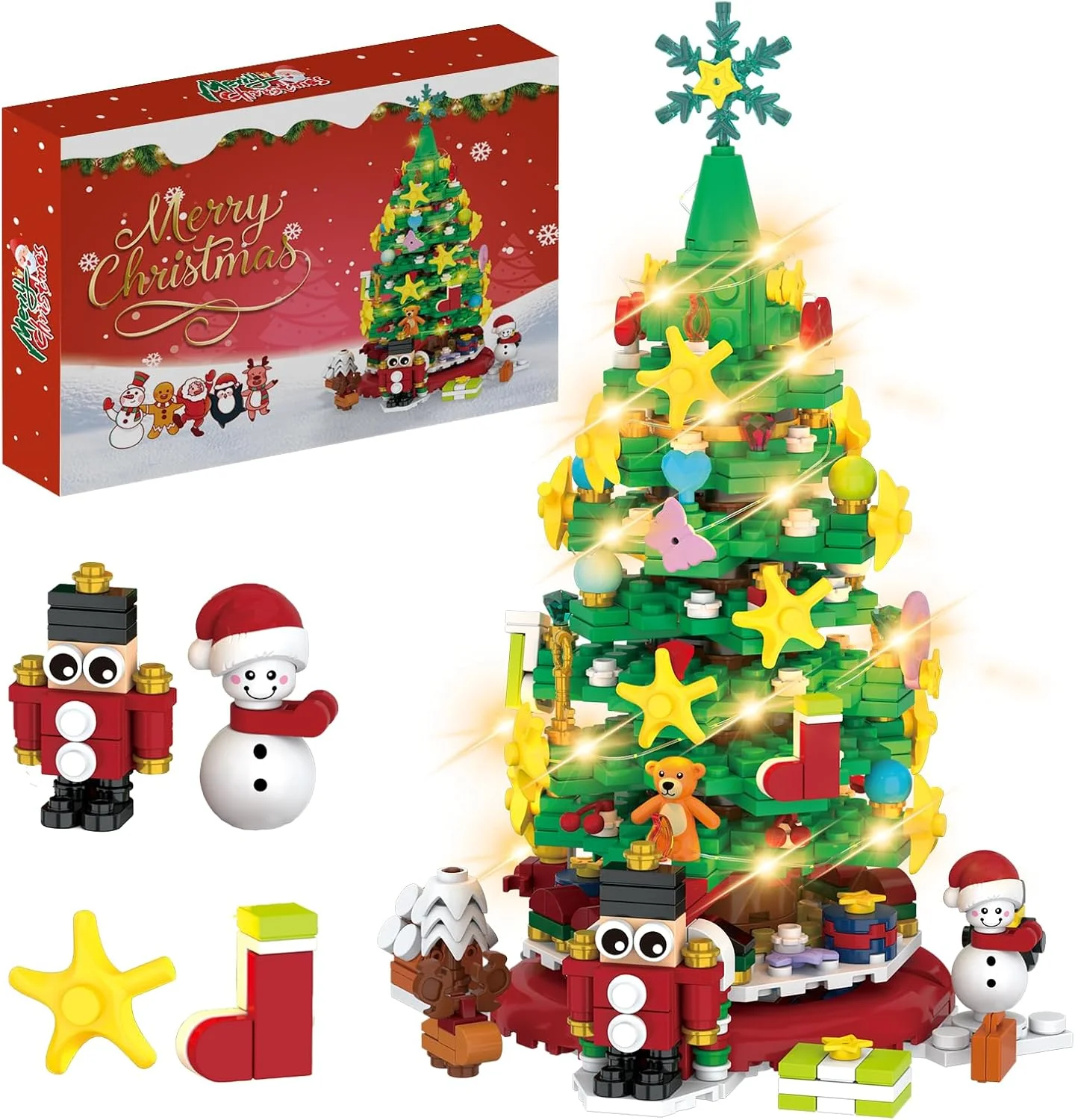 Advent Calendar 2025 Christmas Tree Building Block Set with Light Calendar Building Kit 24pcs Blind Box Creative Holiday Gifts - Image 8