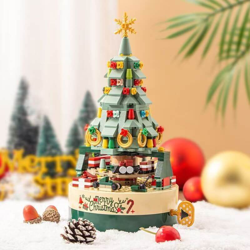 Christmas Tree Building Blocks Set 360° Rotating Tree Music Box with Led Lighting DIY Holiday Gift Set - Image 10