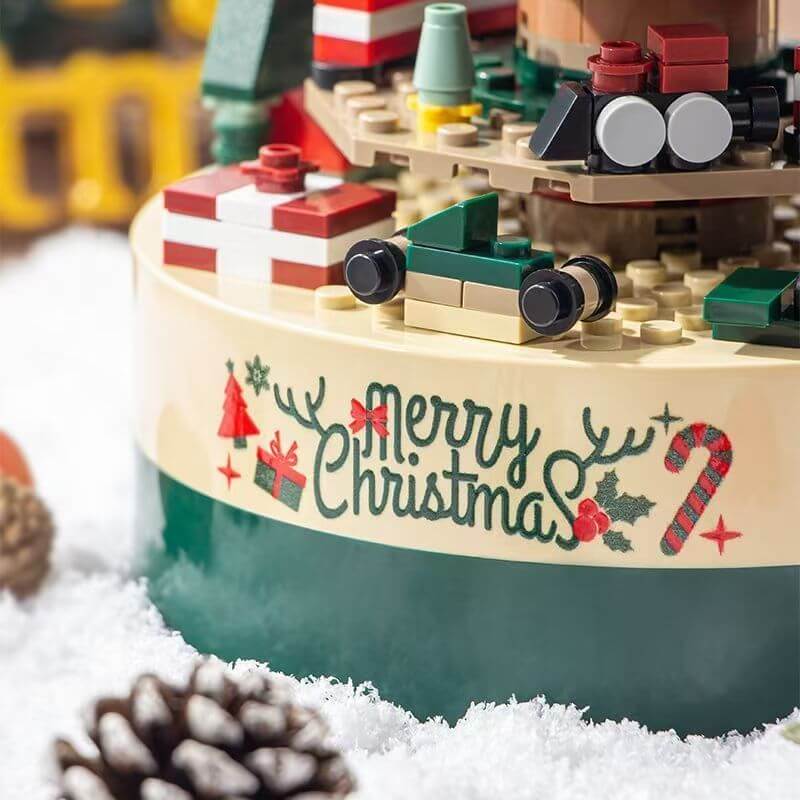 Christmas Tree Building Blocks Set 360° Rotating Tree Music Box with Led Lighting DIY Holiday Gift Set - Image 6