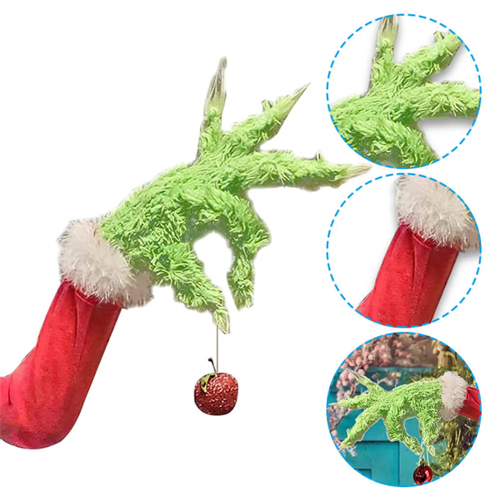 Christmas Tree Decorations Furry Green Monster Head Arm Legs Plush Doll Christmas Tree Topper for Ornaments - Image 7