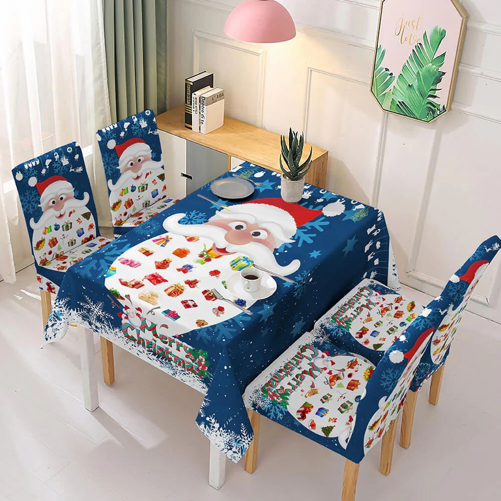 Christmas Waterproof Tablecloth and Stretchable Chair Covers Dust-Proof Family Party Table Decorations - Image 3