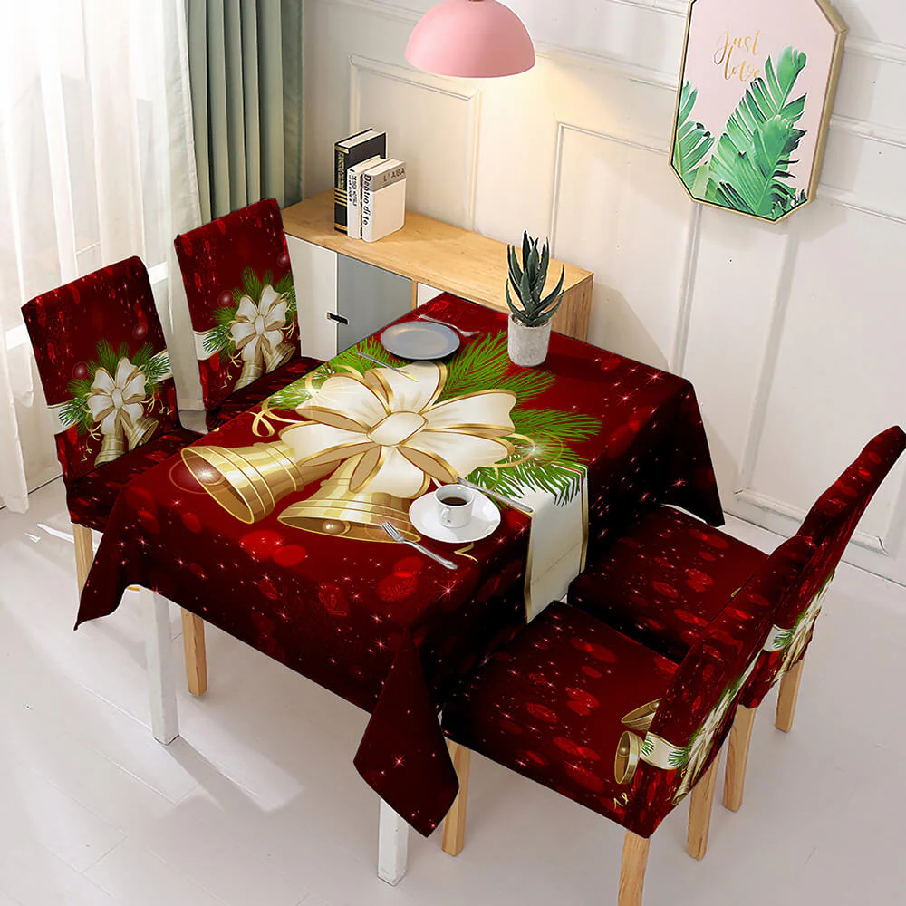 Christmas Waterproof Tablecloth and Stretchable Chair Covers Dust-Proof Family Party Table Decorations - Image 6