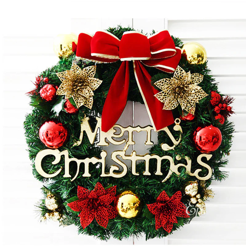Christmas Wreath Indoor Outdoor Christmas Decorations with Mixed Pine Garland Red Golden Berries - Image 2