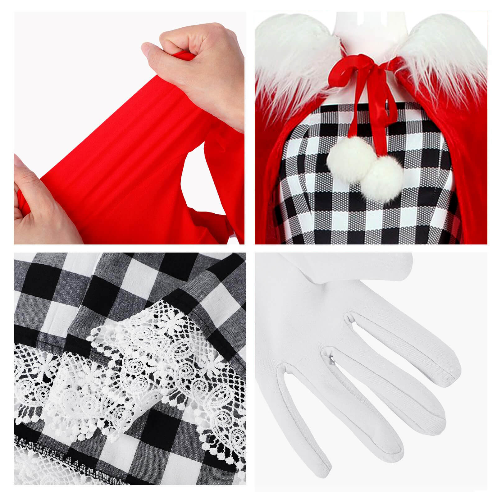Cindy Lou Who Costume Kids Adult Christmas Hooded Cape Dress Pantyhose and Gloves 4pcs Suit - Image 12