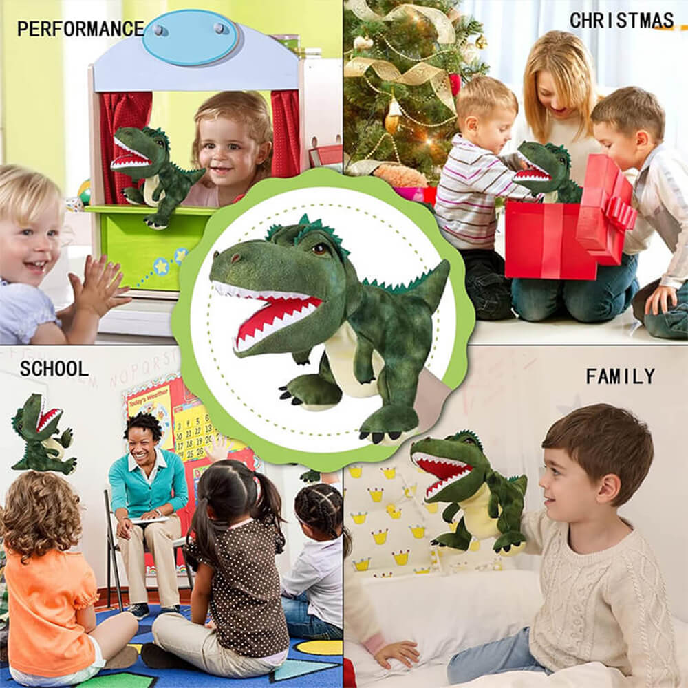 11.8‘’ Creative Dino Hand Puppet Soft Dino Stuffed Animal T-Rex Triceratops Early Education Toy - Image 4