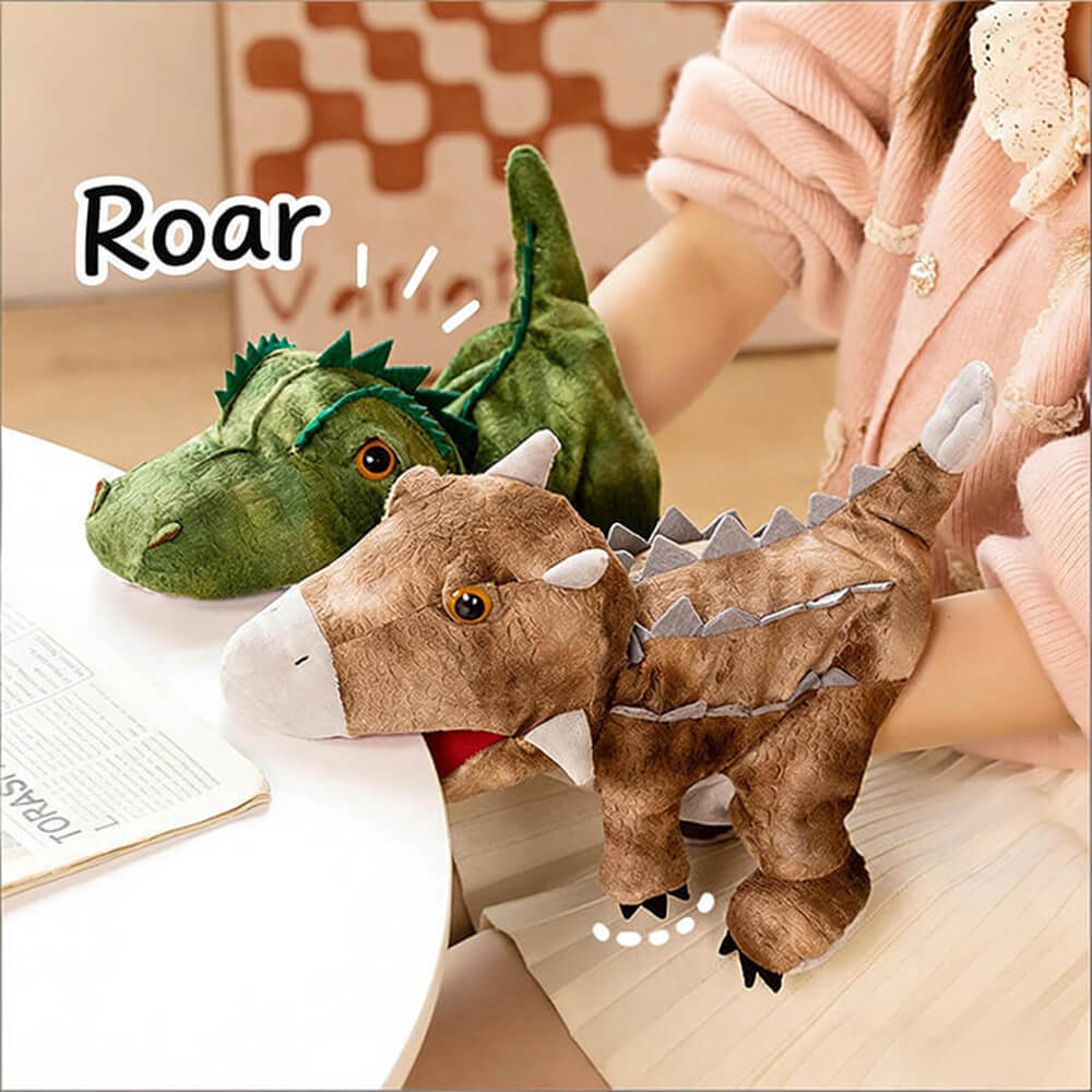 11.8‘’ Creative Dino Hand Puppet Soft Dino Stuffed Animal T-Rex Triceratops Early Education Toy - Image 6