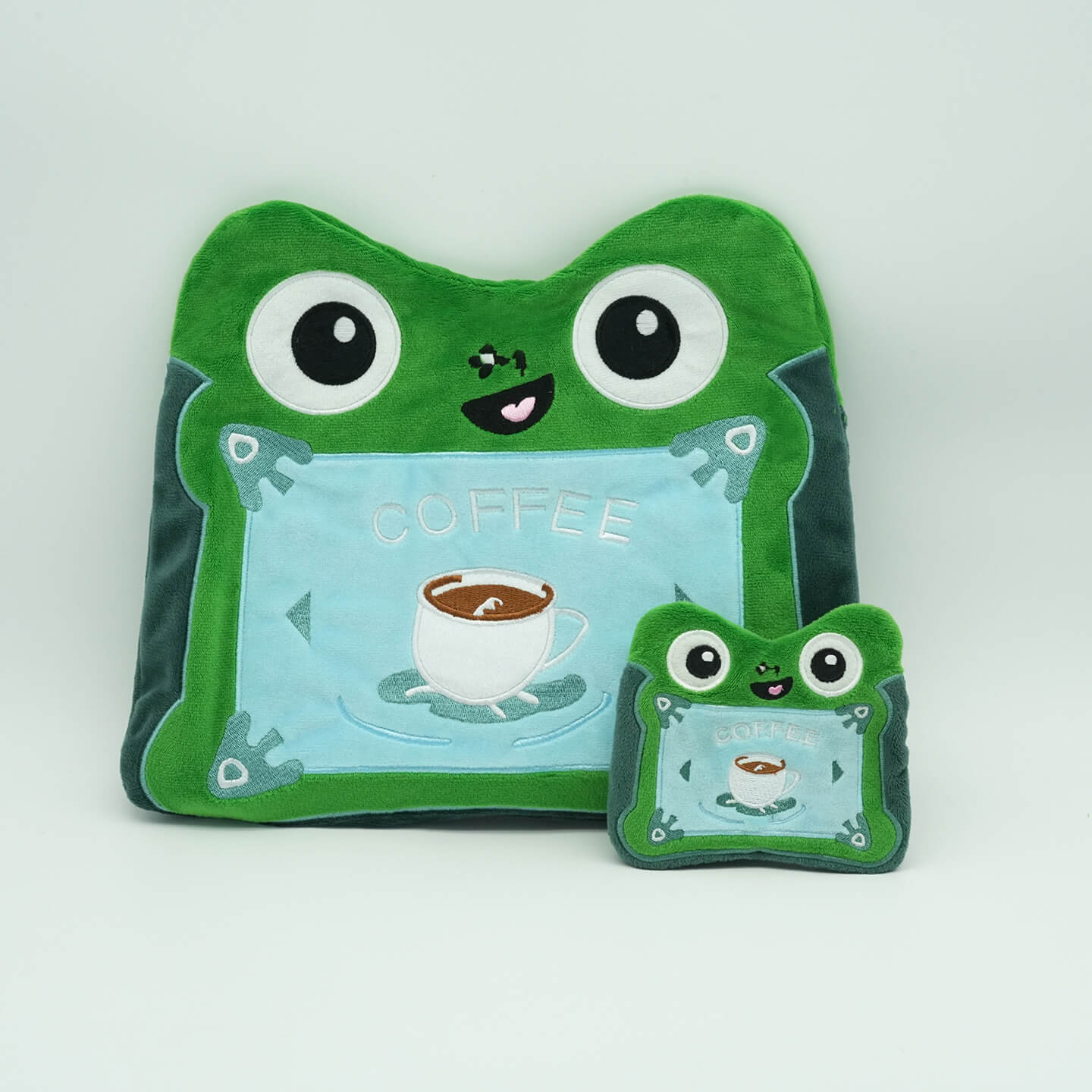 Cute Frog Plush Toy Bag Set Soft Tablet Bag and Coin Purse for iPad and Stationery Storage - Image 3