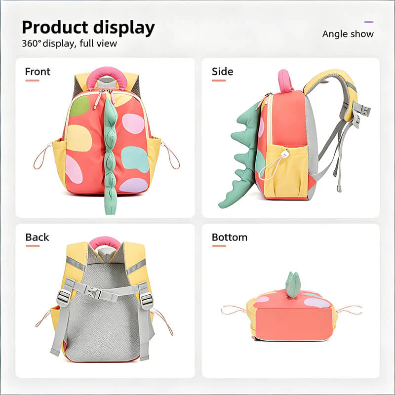 Cute Kids Backpack Dinosaur Tail Backpack Waterproof Schoolbag with Safe Reflective Strip - Image 6