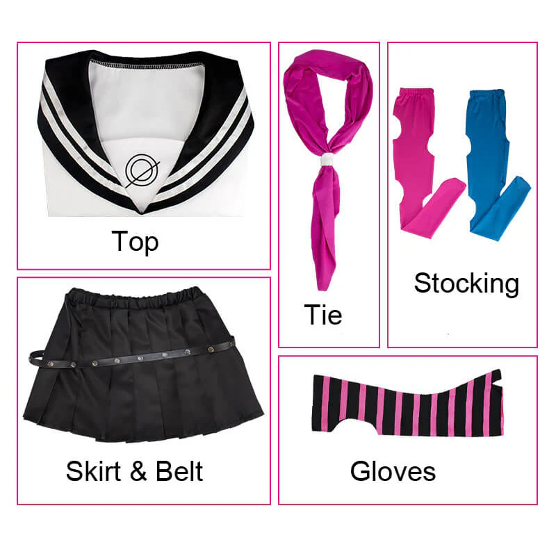 Teens Adult Ibuki Mioda Cosplay Costume Full Set School Uniform Pleated Skirt - Image 3