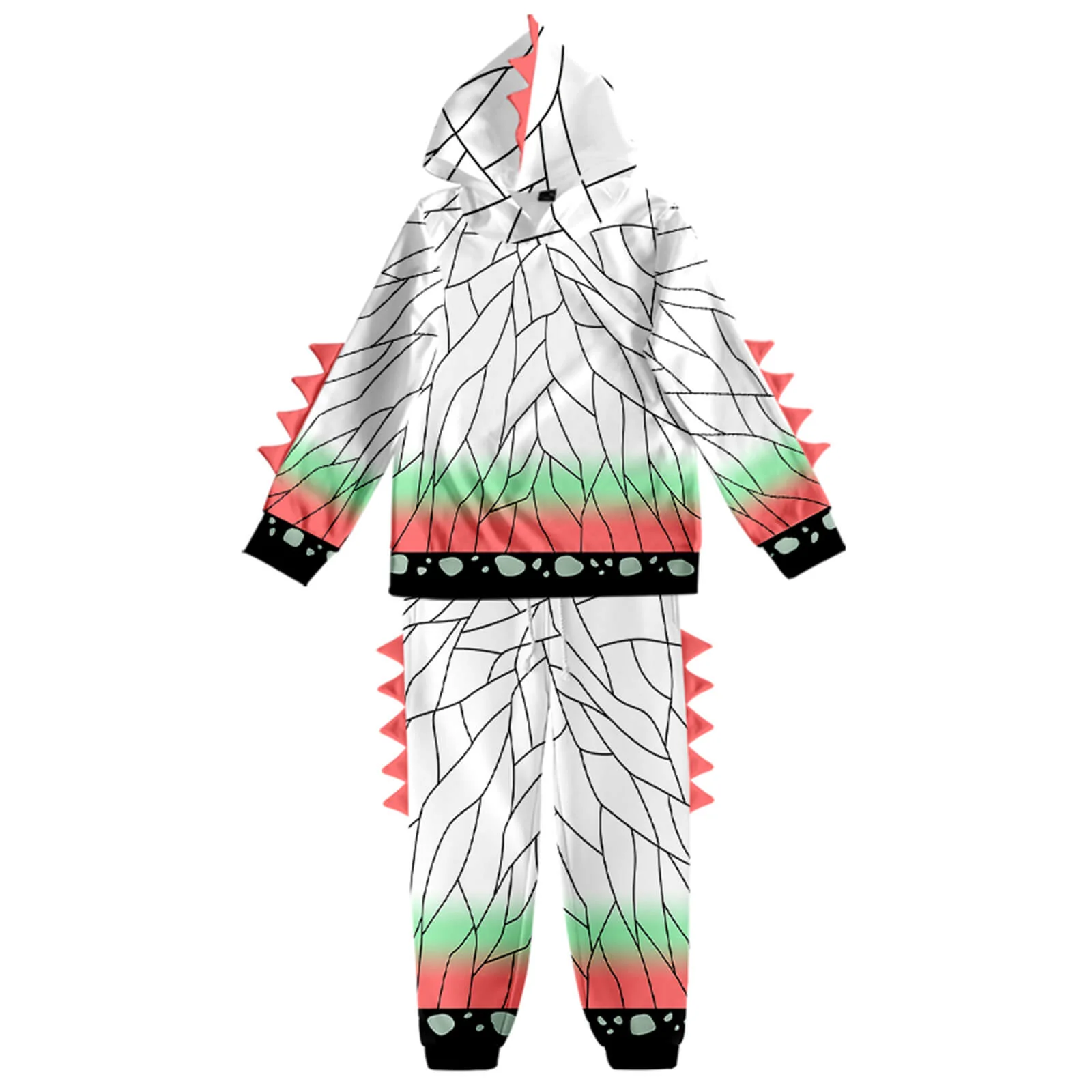 Kids Dinosaur Hoodie and Pants Demon Tanjiro Zenitsu Nezuko Shinobu Giyu Cosplay Suits - Image 19