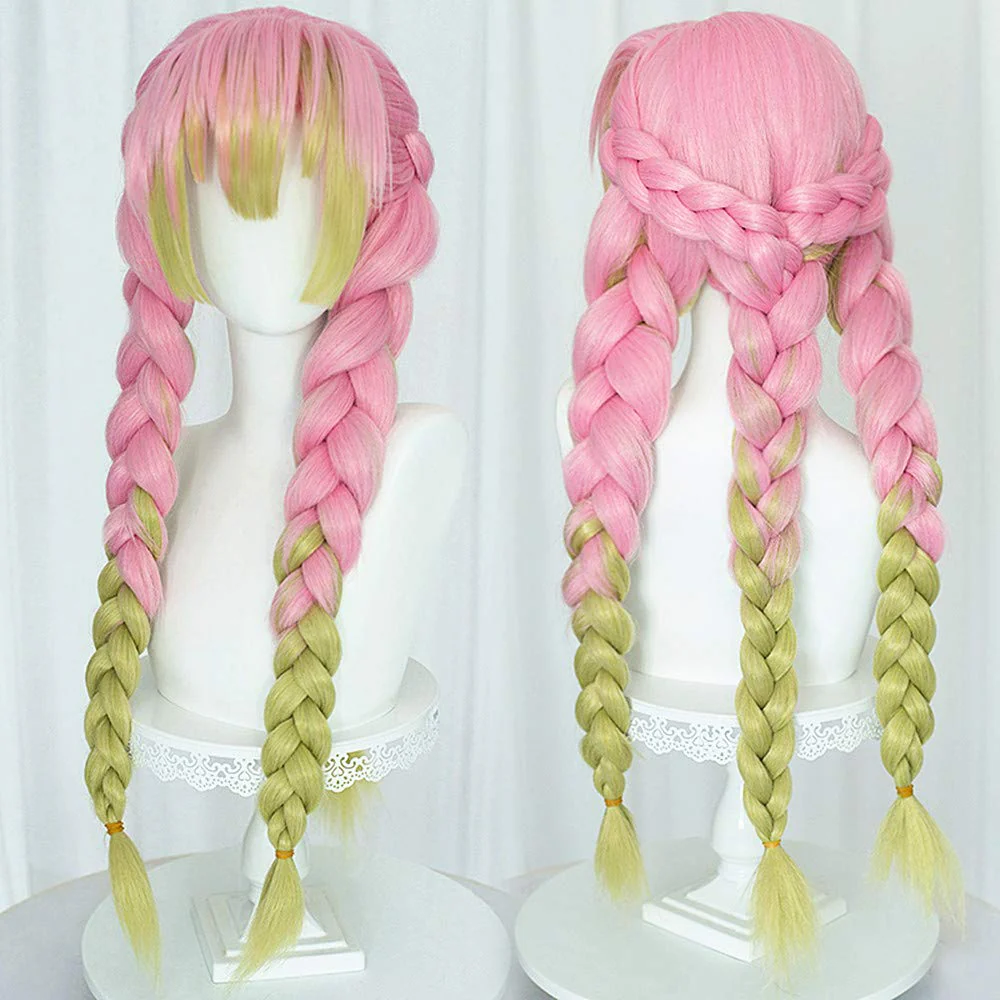 Nezuko Tanjiro Wig Cosplay Wig of Kyojuro Shinobu Zenitsu Giyu Mitsuri Kanao - Image 14