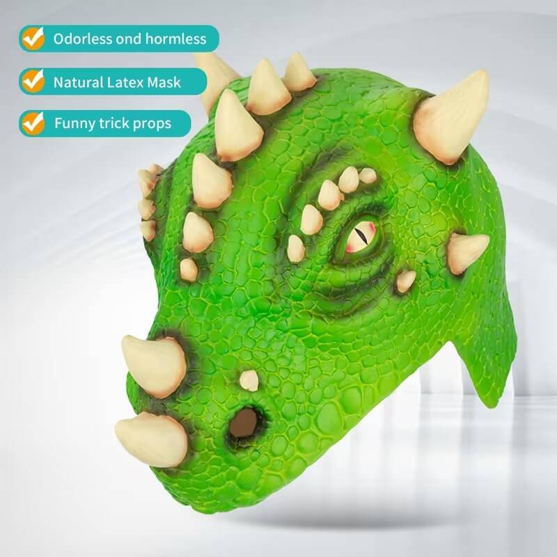Dino Latex Head Mask Jurassic Cosplay Mask Halloween Costume Accessory for Adults & Teens - Image 2