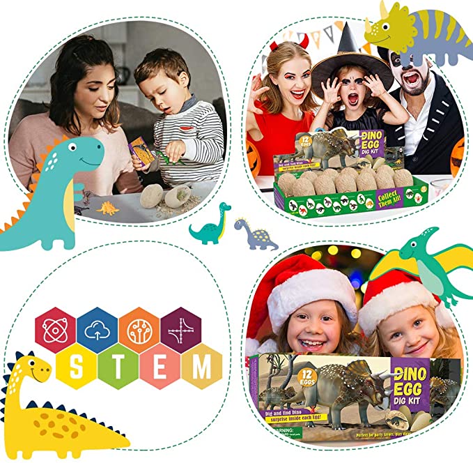 Dinosaur Eggs Dig Kits -12 Dinosaur Excavation Kits with 12 Unique Dinosaur Toys - Image 8