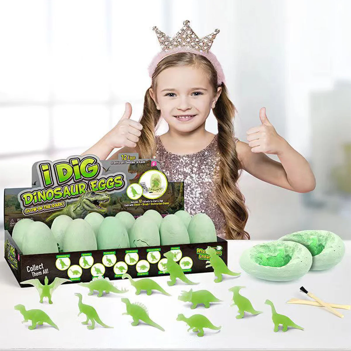 Glow in The Dark Dinosaur Eggs Excavation Kit 12-Pack Luminous Dinosaurs Surprise Dino Eggs - Image 5