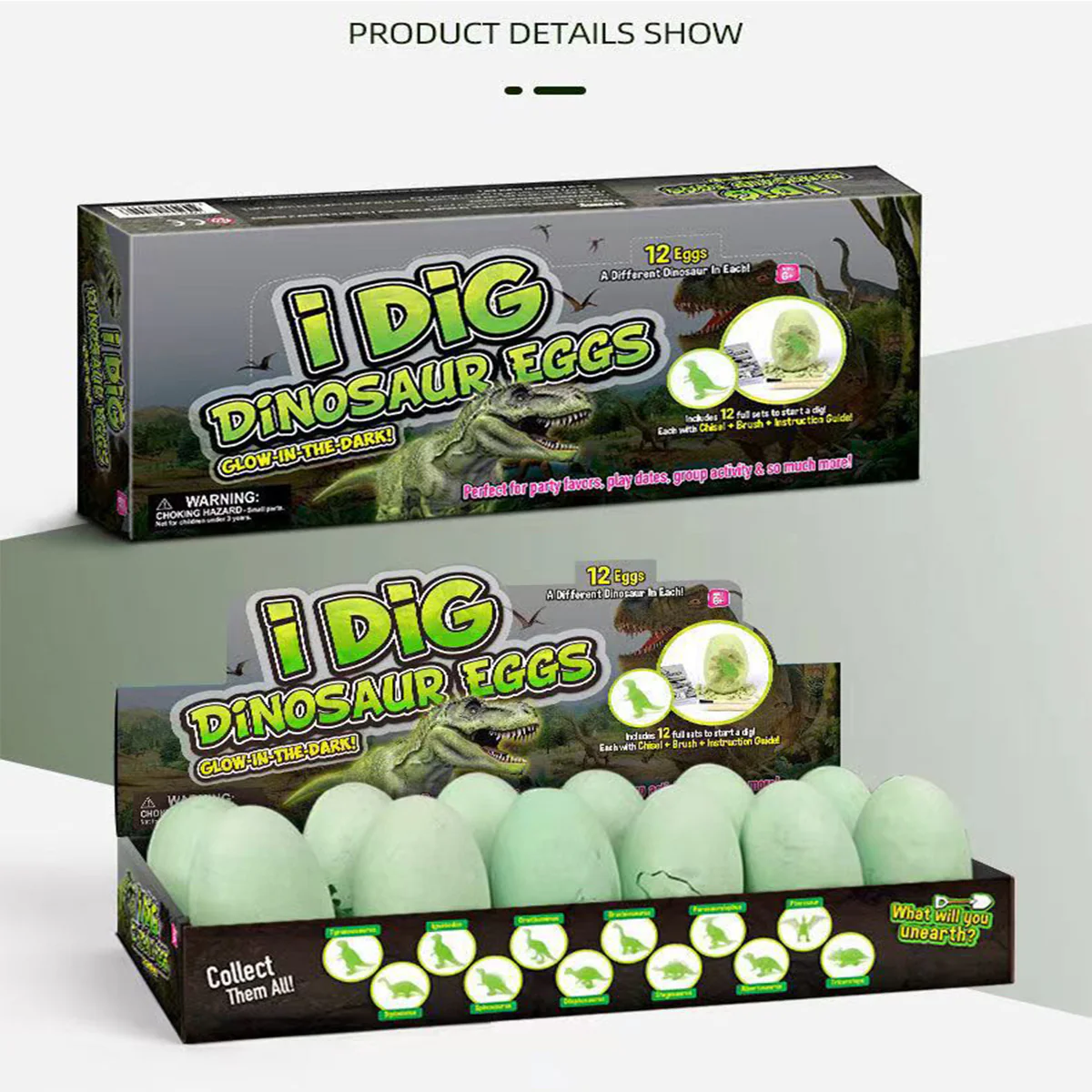 Glow in The Dark Dinosaur Eggs Excavation Kit 12-Pack Luminous Dinosaurs Surprise Dino Eggs - Image 9