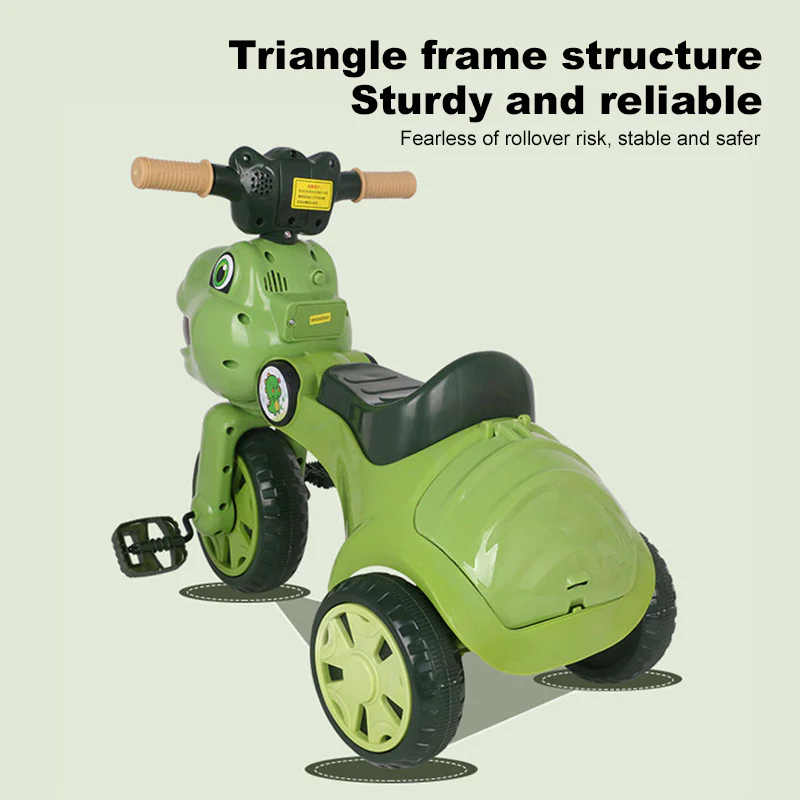 Dinosaur Kids Tricycle Foldable 3-wheel Car Ride-On Car with Large Storage - Image 4