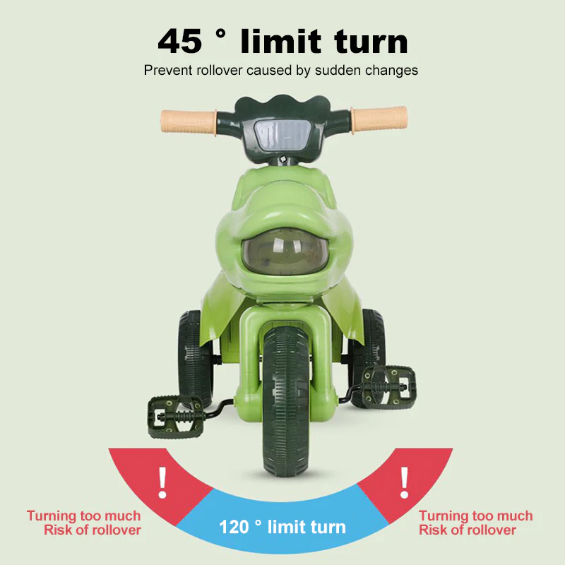 Dinosaur Kids Tricycle Foldable 3-wheel Car Ride-On Car with Large Storage - Image 5