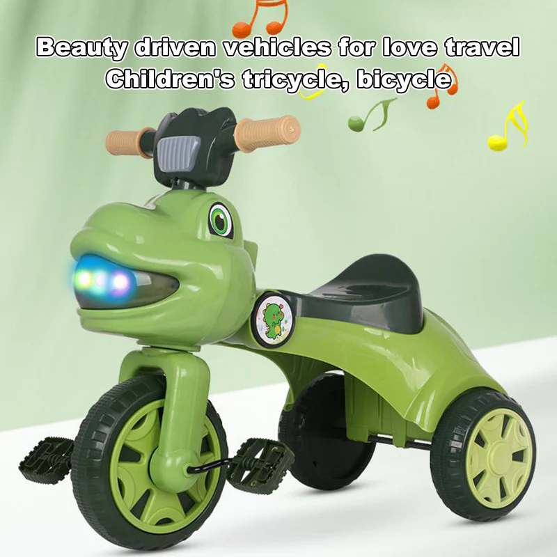 Dinosaur Kids Tricycle Foldable 3-wheel Car Ride-On Car with Large Storage - Image 8