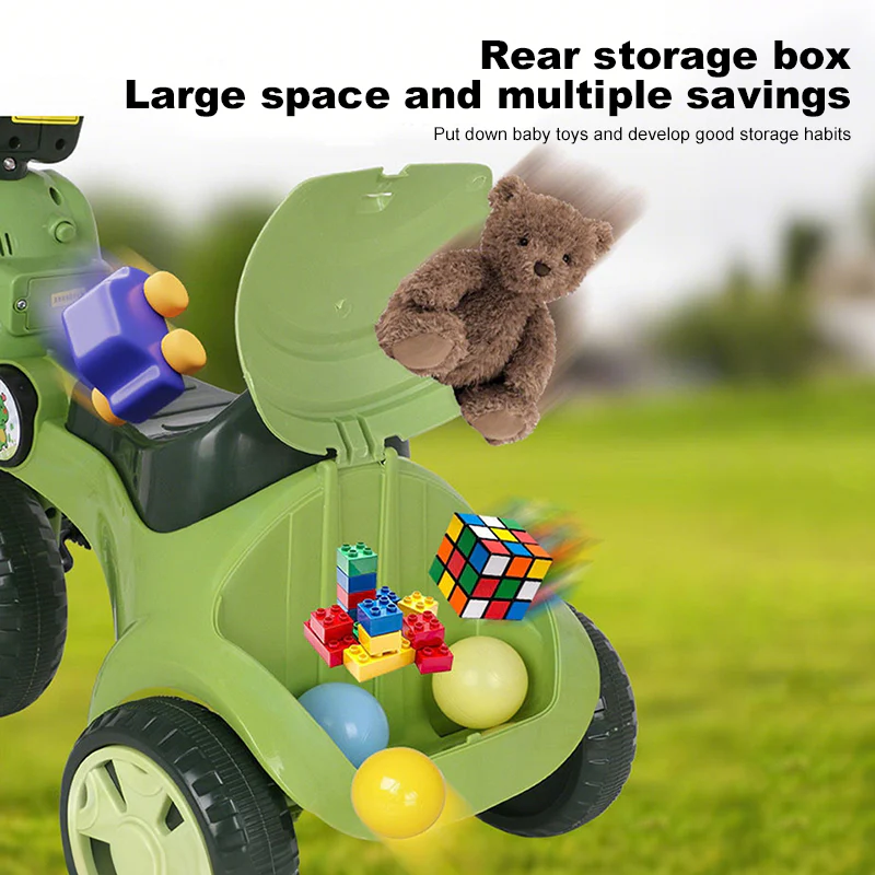 Dinosaur Kids Tricycle Foldable 3-wheel Car Ride-On Car with Large Storage - Image 9