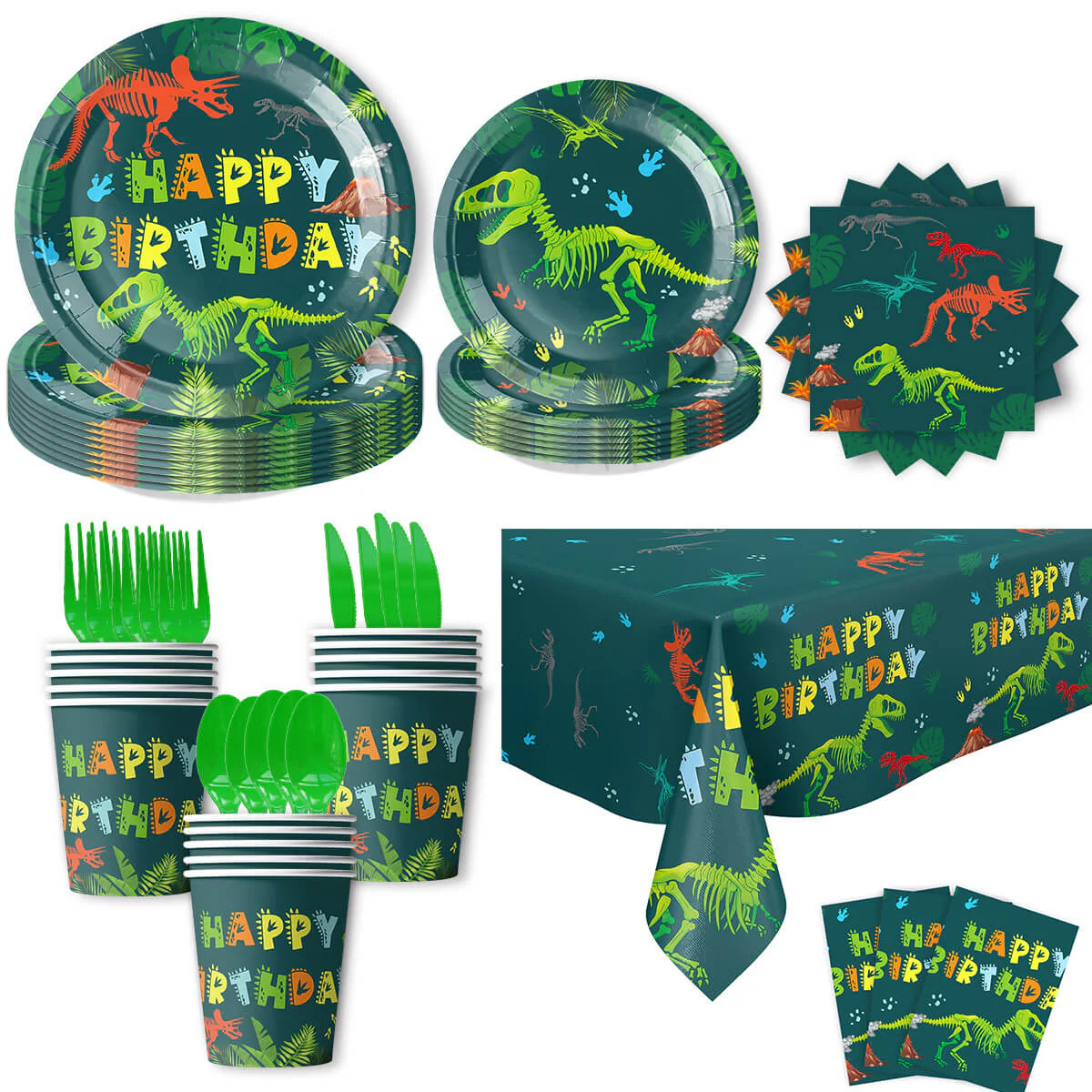 Dinosaur Party Supplies Set Disposable Tableware Kit for Kids Dino-themed Birthday Celebrations - Image 6