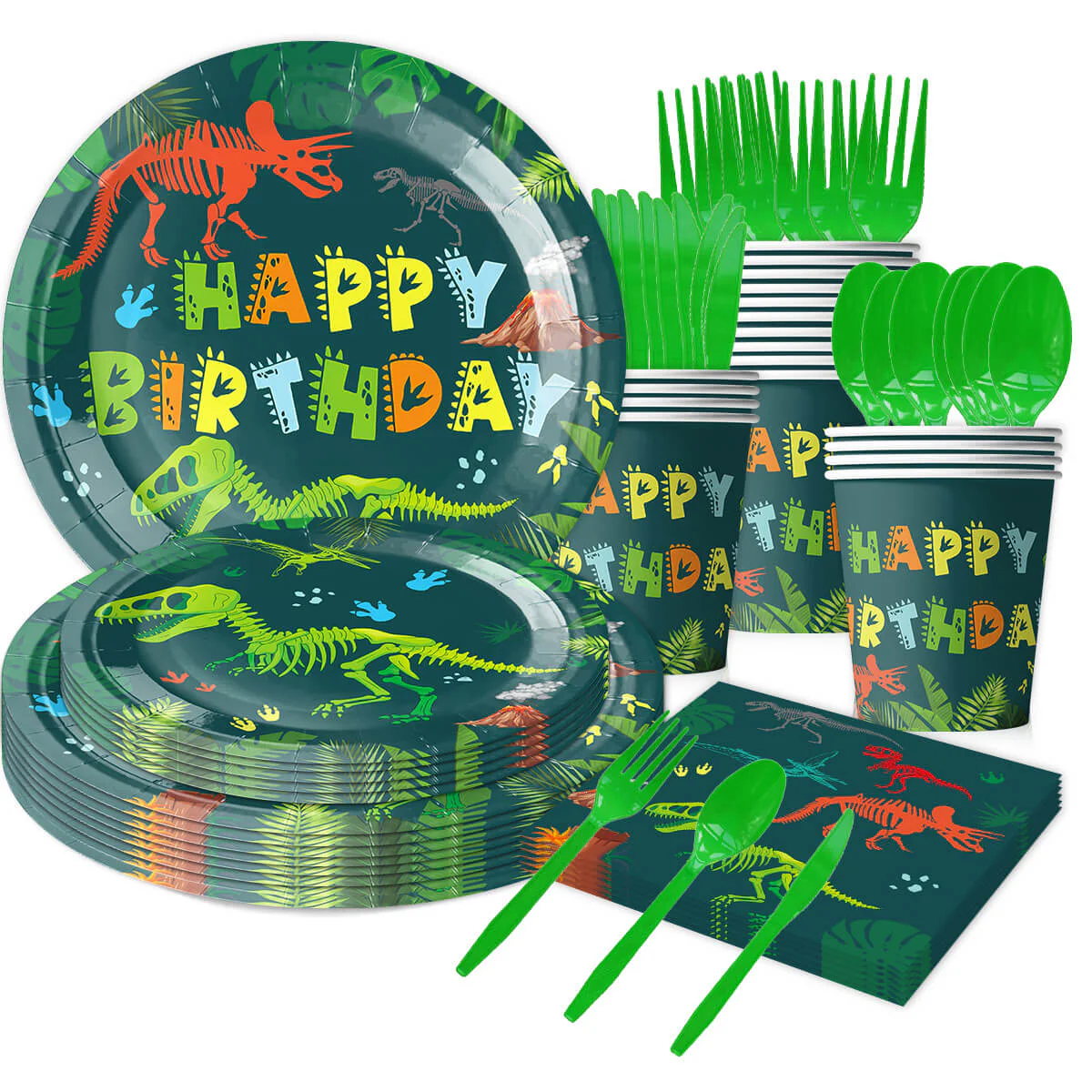 Dinosaur Party Supplies Set Disposable Tableware Kit for Kids Dino-themed Birthday Celebrations - Image 7