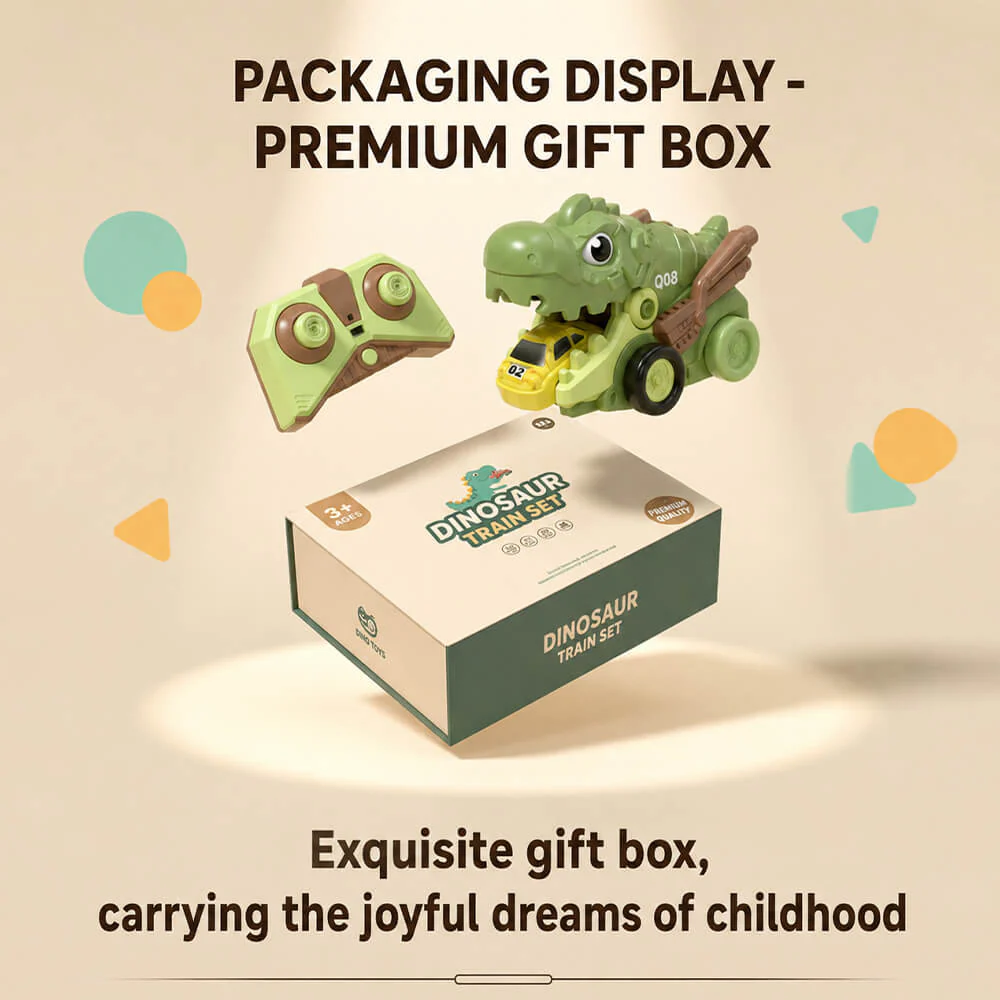 Dinosaur RC Car 2.4G Remote Control Dinosaur Swallowing Car Set with 6pcs Magnetic Race Cars - Image 11