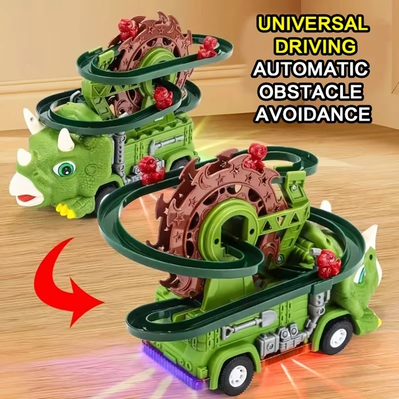 Dinosaur Slide Track Car Electric Ferris wheel Track Vehicle with Auto Obstacle Avoidance for Kids - Image 3