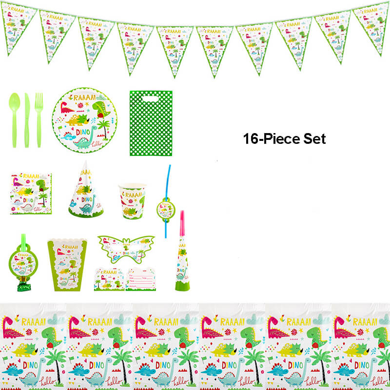 Dinosaur Theme Party Set Complete Tableware & Decoration Kit for Kids Birthdays Party - Image 4