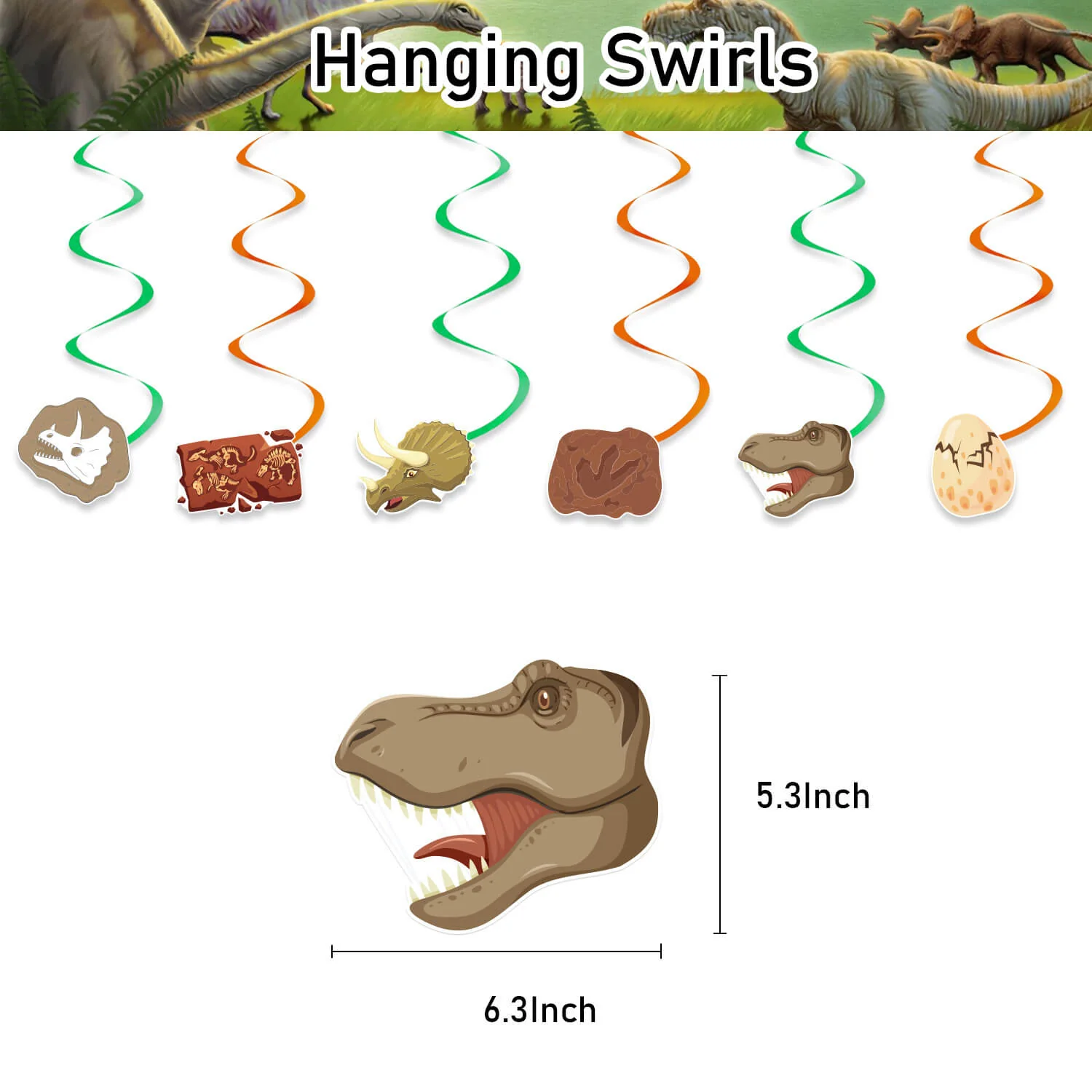 Dinosaur Themed Decorations Set All-in-One Birthday Party Supplies with Banner, Balloons, Cake Topper - Image 7