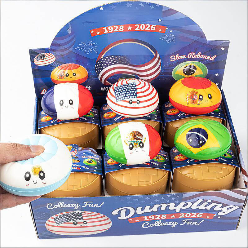 12pcs Dumpling Squishy with Steamer Box Soft Flag Blind Boxes Stress Relief Squeeze Toy for Kids & Adults - Image 2