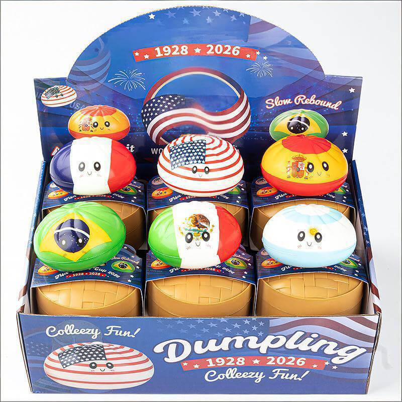 12pcs Dumpling Squishy with Steamer Box Soft Flag Blind Boxes Stress Relief Squeeze Toy for Kids & Adults - Image 3