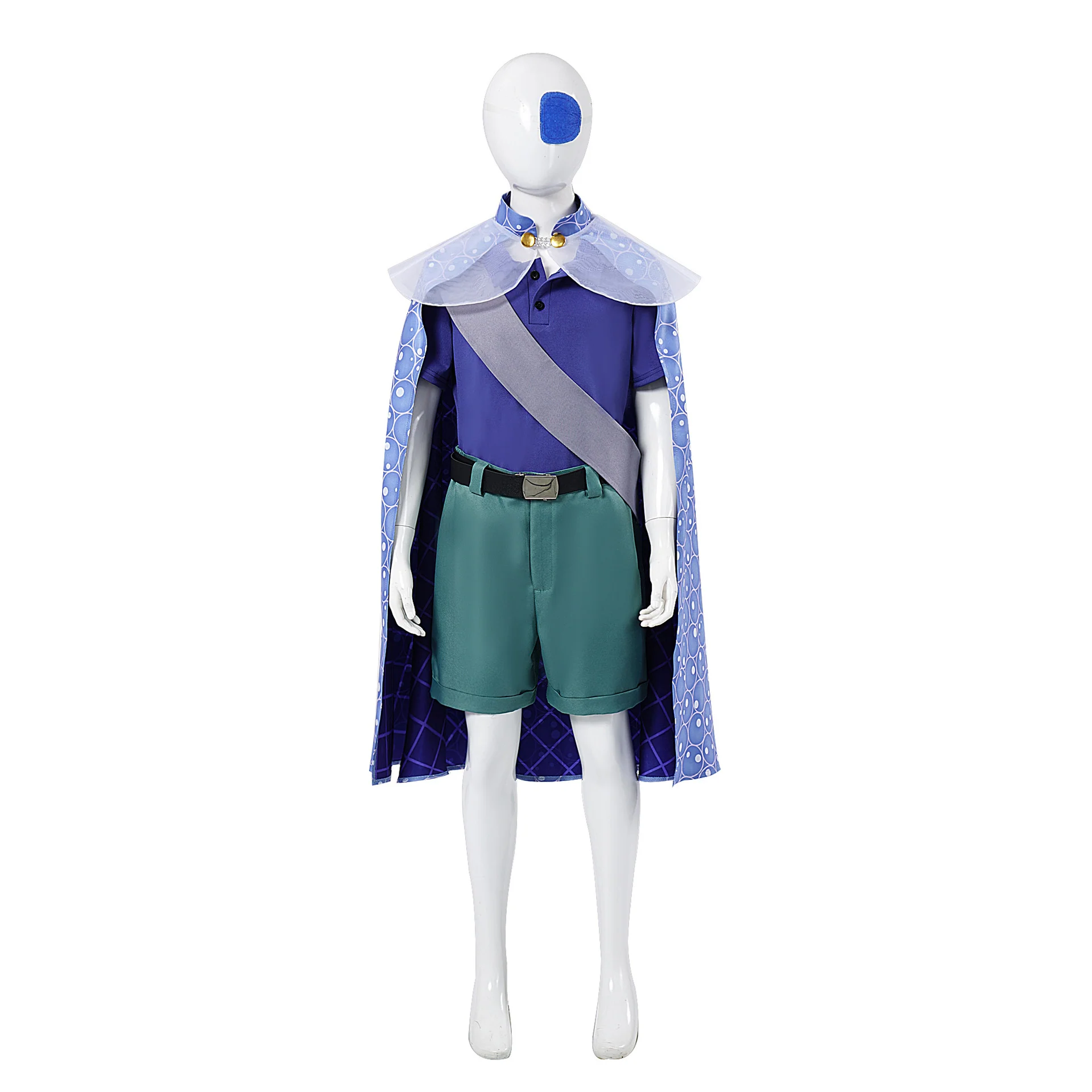 Earth Ambassador Costume Kids Adults Blue Cape Shirt Shorts with Accessories for Cosplay - Image 3