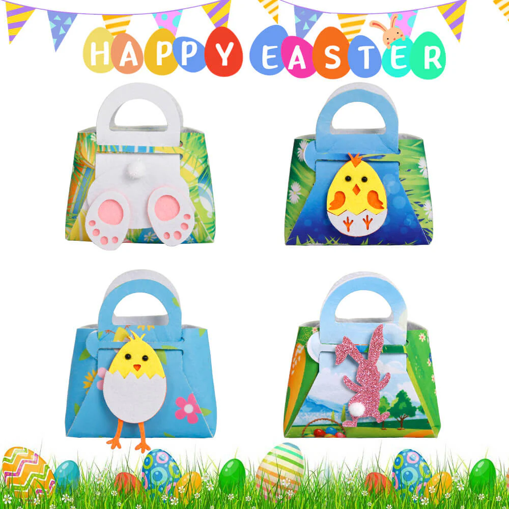 Easter Treat Boxes Felt Goodie Boxes for Easter Theme Party Bunny Eggs Easter Basket - Image 3