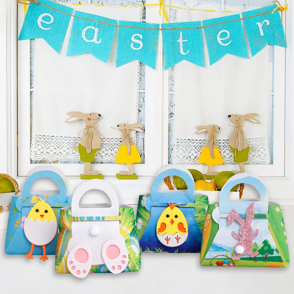 Easter Treat Boxes Felt Goodie Boxes for Easter Theme Party Bunny Eggs Easter Basket - Image 5