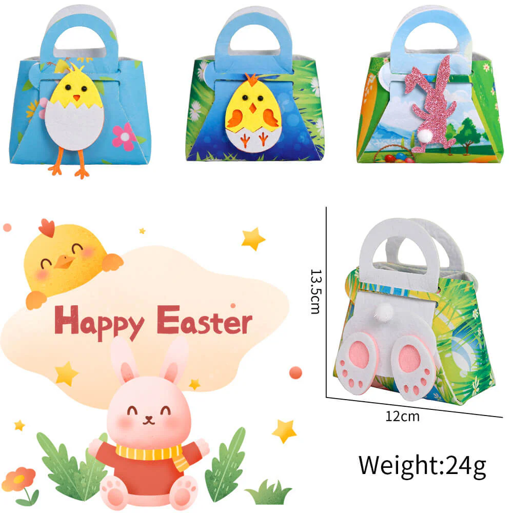 Easter Treat Boxes Felt Goodie Boxes for Easter Theme Party Bunny Eggs Easter Basket - Image 6