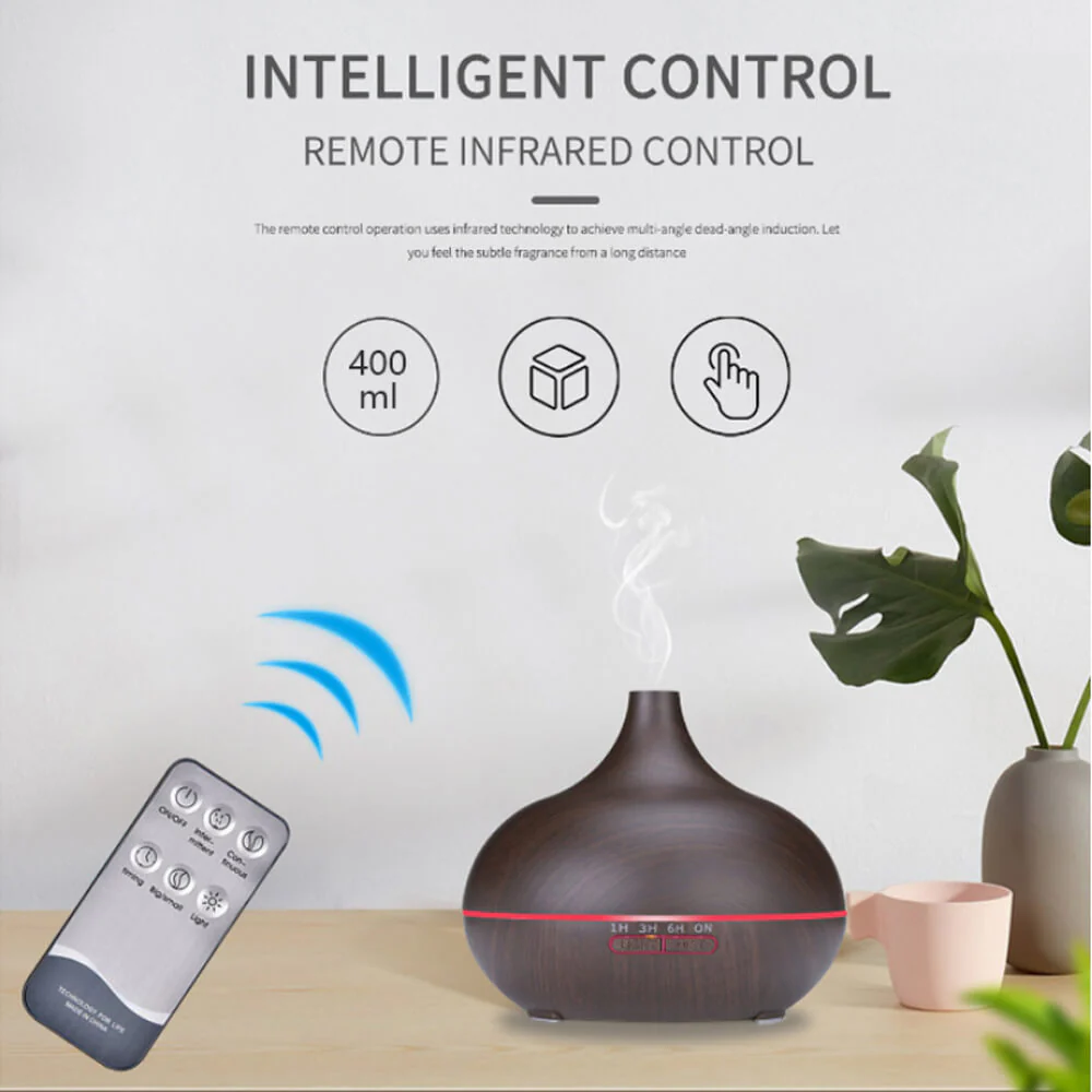 Aroma Diffuser Air Humidifier Essential oil diffuser 400ML Ultrasonic Remote Control Cool Mist Fogger LED Lamp - Image 6