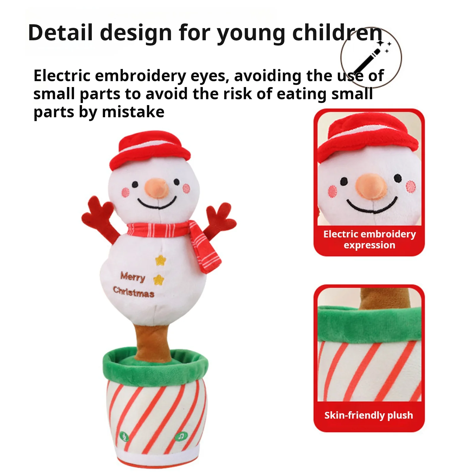 Electric Christmas Tree Santa Snowman Plush Toy Dancing Singing Recording Holiday Doll Decoration - Image 6