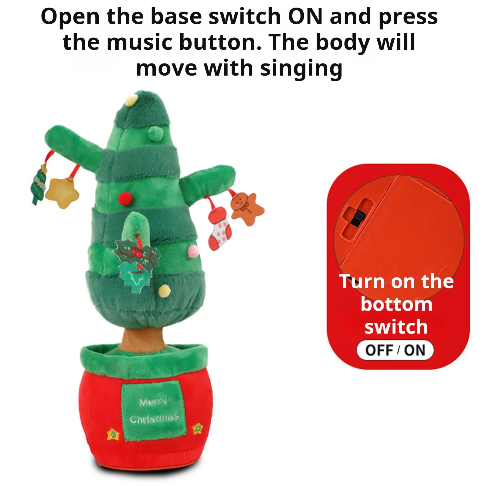 Electric Christmas Tree Santa Snowman Plush Toy Dancing Singing Recording Holiday Doll Decoration - Image 7