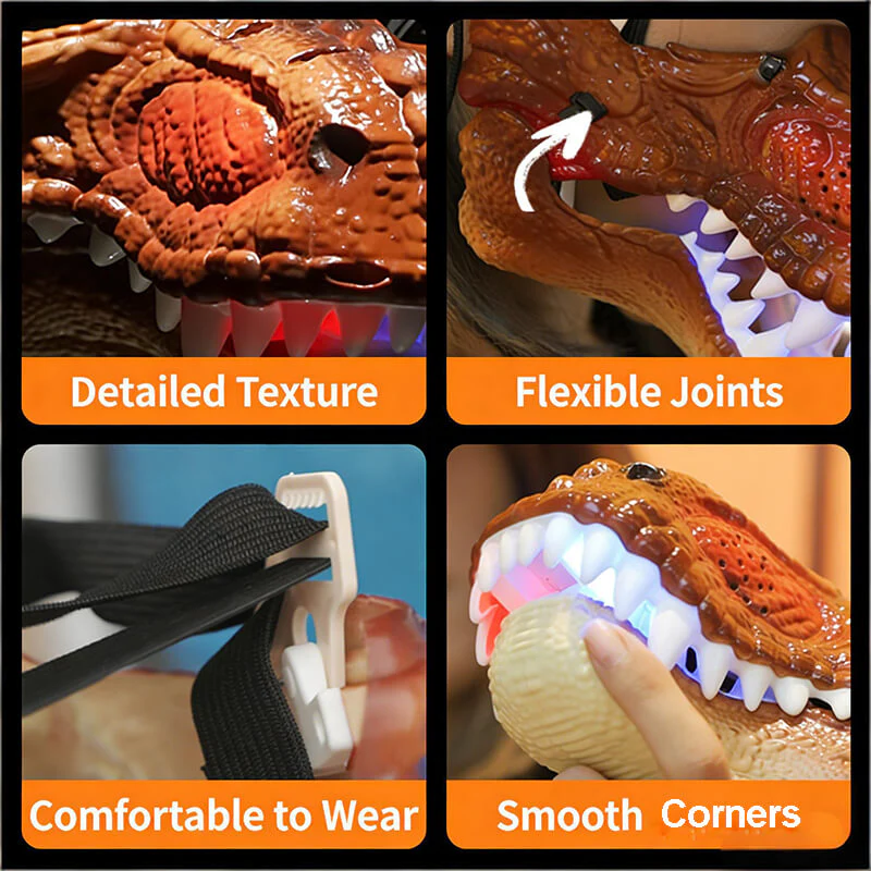 Electric Dino Spray Mask with Colorful Light Realistic Voice-changing Mask For Kids and Adults - Image 7